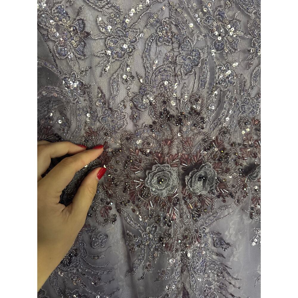 MAC DUGGAL Vintage Flutter Sleeve Evening Gown in Lilac Size 12 - Picture 11 of 11